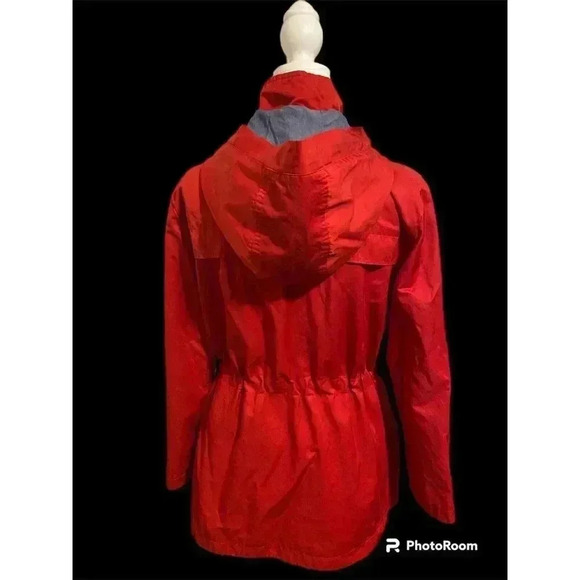 TRIBAL Women's Petite Small Hooded Coat Red Full Zipper 4 Brown Buttons - Picture 3 of 4